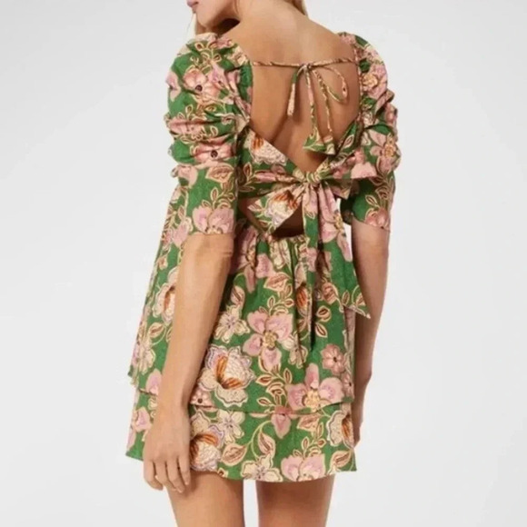 MISA Kate Tie-Back Floral Empire Mini Dress Size XS NWT - Picture 2 of 11